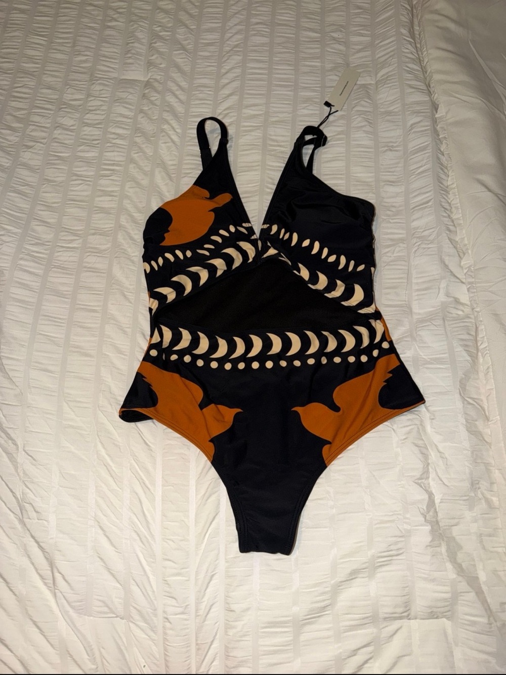 Commense Black and Orange Cutout One-Piece Swimsuit - Picture 3 of 4